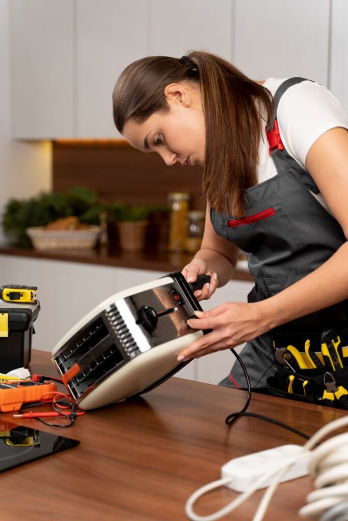 service technician testing and tagging an appliance